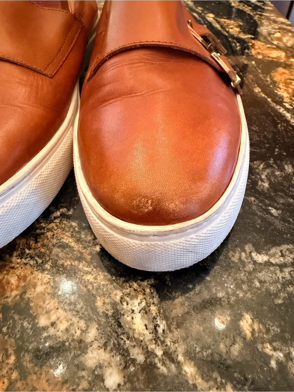Kyler Cognac Leather Monk Strap Sneakers Sz 11